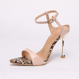 Toe Stiletto Snake Beige Leather Women's Shoes | 10.5CM Heel Height snake - label