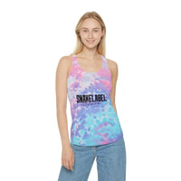 Trendy Tie Dye Racerback Tank Top with Slim Fit Design & Unique Dye Variations snake - label