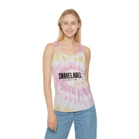 Trendy Tie Dye Racerback Tank Top with Slim Fit Design & Unique Dye Variations snake - label