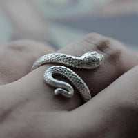 Twelve Zodiac Snake Ring in 99% Pure Silver with Enamel Finish snake - label