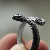 Twelve Zodiac Snake Ring in 99% Pure Silver with Enamel Finish snake - label