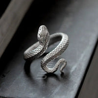 Twelve Zodiac Snake Ring in 99% Pure Silver with Enamel Finish snake - label