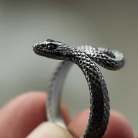 Twelve Zodiac Snake Ring in 99% Pure Silver with Enamel Finish - snake - label