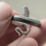 Twelve Zodiac Snake Ring in 99% Pure Silver with Enamel Finish - snake - label