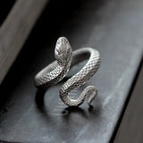 Twelve Zodiac Snake Ring in 99% Pure Silver with Enamel Finish - snake - label