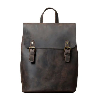Urban Backpack with Top Layer Cowhide Material & Multiple Compartments snake - label