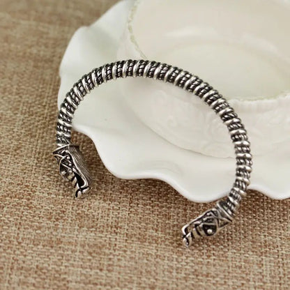 Viking Snake Bracelet - Geometric Design, Silver Alloy, Unisex Style snake - label