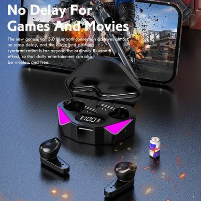 WIRELESS Gaming Headphones | Long Battery Life, Bluetooth 5.0 | 10m Range, 3h Music, 4h Talk | Touch Controls snake - label