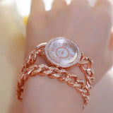 Women's Bracelet Watch: Elegant Spiral Crown Design, Butterfly Buckle, 8mm Thick - snake - label