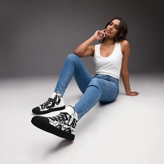 Women's High Top Canvas Shoes with Polyester Canvas & EVA Rubber Outsole snake - label