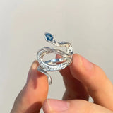 Women's Snake Ring with Platinum Finish - Stylish Alloy Jewelry - snake - label