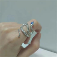 Women's Snake Ring with Platinum Finish - Stylish Alloy Jewelry - snake - label