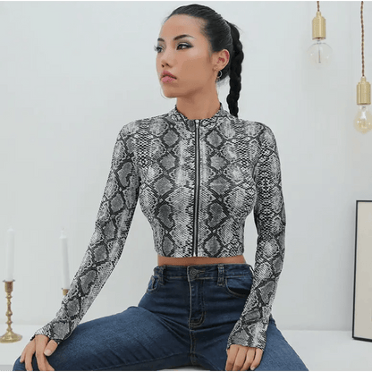 Women's t-shirt snake pattern - Chic Women's Tee with Edgy Snake Design snake - label