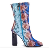 Women’s Thick High-Heeled snake Boots - Shoes