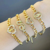 Women's Trendy Cuban Snake Bracelet - Gold - Plated Heart Design - snake - label