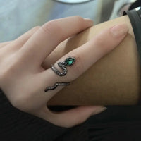 WOMEN'S Vintage Snake Ring in Elegant Alloy - Geometric Design & Black/Silver Options - snake - label