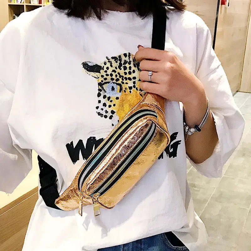 Women's Waist Bag with Chic Square Design & Multiple Compartments snake - label