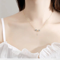 Zircon Necklace with Adjustable 40cm Chain & Delicate 6x9mm Design - High - Quality S925 Silver Elegance - snake - label