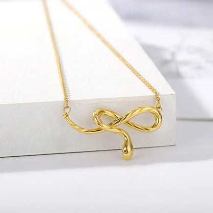 Zodiac Animal Snake Pendant with Adjustable Stainless Steel Chain snake - label
